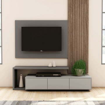 Floor TV Units in Dust Grey Silver Grey | Inspired Elements