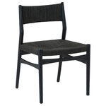 Armen Living - Erie, Black Woven Paper Cord and Wood, Dining Chairs, 18", Set of 2 - Transform your indoor dining space with the Erie Black Woven Paper Cord and Wood Dining Chairs - a set of 2 chairs that seamlessly blend contemporary style with classic elegance. Crafted with precision, these dining chairs are designed to make a statement in your dining room or kitchen. The Danish and mid-century modern influences shine through in the sleek design, combining functionality with artistic flair. The black woven paper cord seat not only adds a touch of sophistication but also creates a visually striking contrast against the warm, wooden frame, making these chairs a focal point in any setting. As versatile furniture pieces, these dining chairs transcend their role, doubling as accent chairs or chic additions to your vanity. The ergonomic design ensures comfort during meals, providing both support and style. The set of 2 dining chairs allows you to effortlessly coordinate your dining area, creating a cohesive and inviting atmosphere. Upholstered dining chairs are synonymous with refined dining experiences, and the Erie collection takes it a step further by marrying comfort and contemporary design. Elevate your dining room or kitchen with the Erie Black Woven Paper Cord and Wood Dining Chairs, where every detail is crafted to enhance your indoor space. The Eerie dining chair is also available in natural oak with light brown papercord.