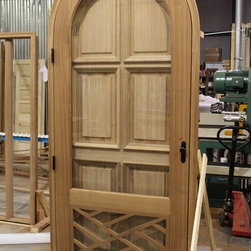 Custom mahogany wood door with storm door - Front Doors