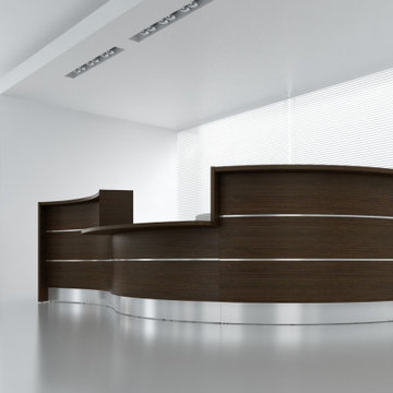 Valde Curved Reception Desk with Countertop, Chestnut by MDD Furniture