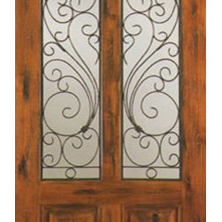 Single Door Exterior Knotty Alder, Twin Lite 2 Panel - Front Doors