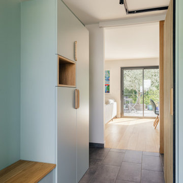 Conception des placards et du banc de l'entrée