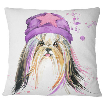 Cute Dog With Starred Hat Animal Throw Pillow, 16"x16"