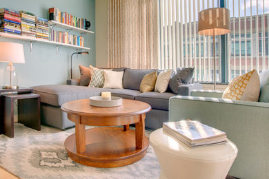 Transitional living room photo in Seattle