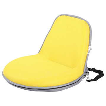 Quickchair Indoor/Outdoor Portable Foldable Mesh Floor Chair, Yellow/Grey