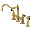 KS3277PKLBS Duchess Bridge Kitchen Faucet With Brass Sprayer, Brushed Brass