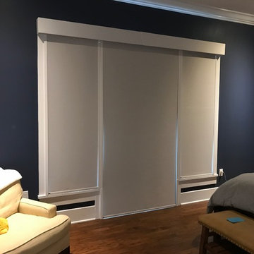 Motorized roller shades for master bedroom