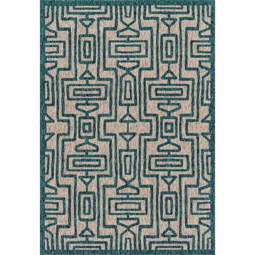 In/out Newport Area Rug, Gray and Teal, 2'2"x3'9"