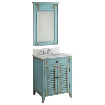 26" Cottage-Style Abbeville Bathroom Sink Vanity and Mirror