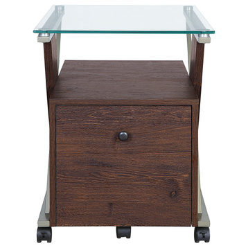 Zenos Mobile File Cabinet With Casters, Traditional Cherry