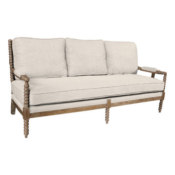 Linen Sofa, Gray, Ivory