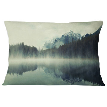 Lake Herbert in Foggy Morning Modern Seascape Throw Pillow, 12"x20"