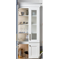 Bright White Bishop Door with Satin Glass Inserts - Kitchen Cabinetry