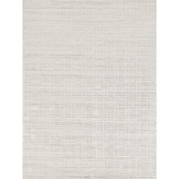 Castelli Handmade Hand Loomed Wool and Bamboo Silk Ivory Area Rug, 6'x9'
