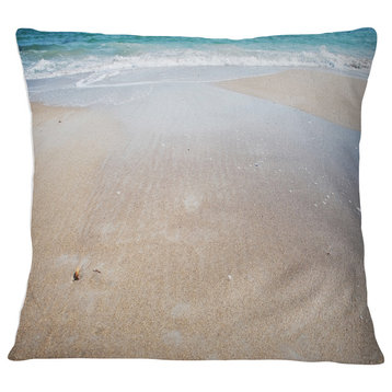 Crystal Clear Sea Waves on Beach Modern Beach Throw Pillow, 16"x16"