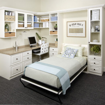 Antique White Office with Twin Wall Bed