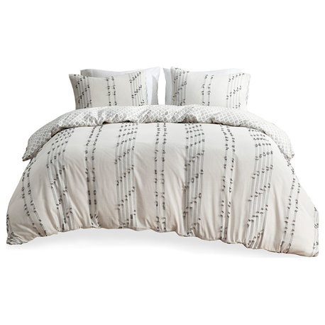 INK+IVY Kara 3-Piece Cotton Comforter/Duvet Cover Set, Ivory