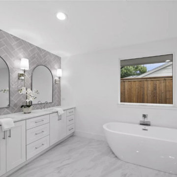 Primary Bathroom with Freestanding Tub and Double Vanity