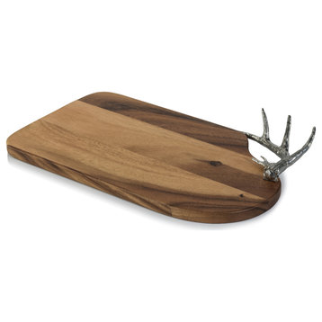 Malachi Cheese and Charcuterie Board With Pewter Antler Handle