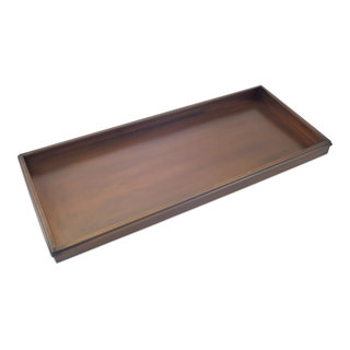 Natural & Recycled Rubber Boot Tray with Black & Ivory Diamond Coir Insert, Size: 34.5 inch x 14 inch