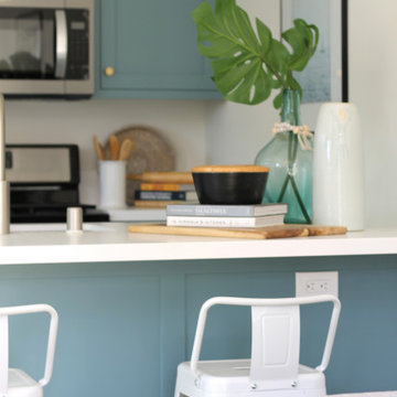 Blue ADU Kitchen in LA Home Made for Multi-generational Living