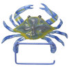 Coastal Blue Crab Toilet Paper TP Holder or Hand Towel Bar Haitian Metal Art