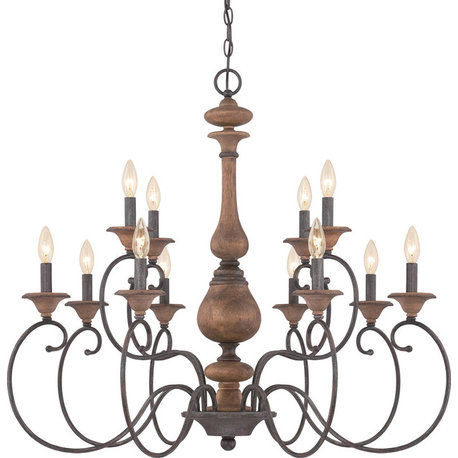 Quoizel ABN5012RK 12 Light Chandelier Auburn Rustic Black