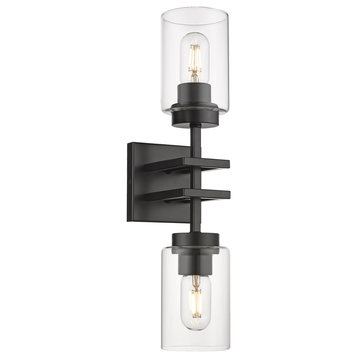 Tribeca 2-Light Wall Sconce With Matte Black Shade