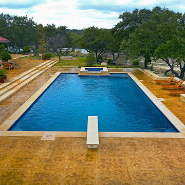 Boerne Large Rectangle Diving Pool/All Tile Spa/Outdoor Living