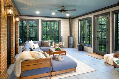 Inspiration for a rustic sunroom remodel in Columbus
