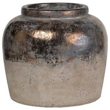 Candia Ceramic Vase/Pot Sienna Brown 11x14"