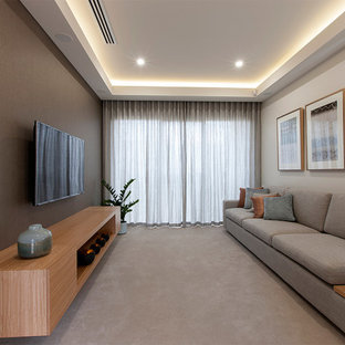 Inspiration for a contemporary home theater remodel in Adelaide