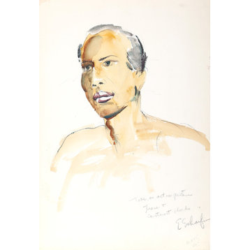 Eve Nethercott, Portrait Of A Man, P5.49, Watercolor Painting