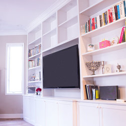 Contemporary Built-in Media System in White - Media Cabinets