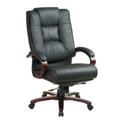 High Back Executive Leather Chair with Deluxe Locking Mid Pivot Knee Tilt - Office Chairs