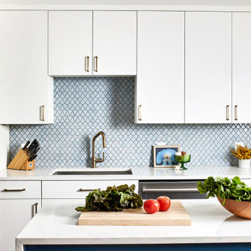Textured White and Blue NE Kitchen