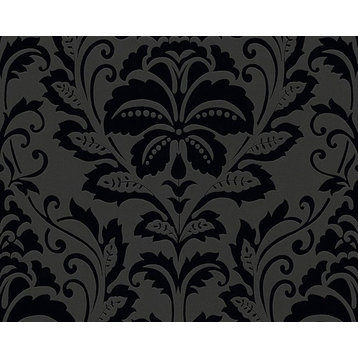 B&W 3, Black and White Look Black Wallpaper Roll, Modern Wall Decor Accent
