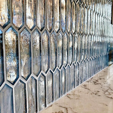 Beautiful Blue Polygonal Mosaic Tile Backsplash