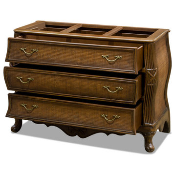 French Motif Rattan Oriental Chest of Drawers
