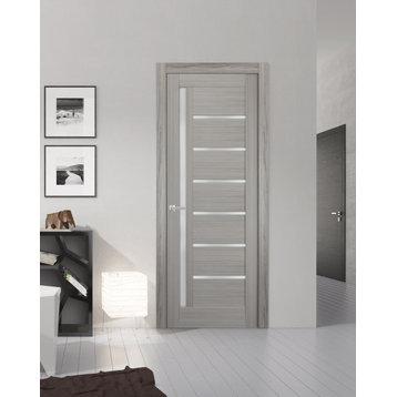 Solid French Door Frosted Glass 42 x 80, Quadro 4088 Grey Ash