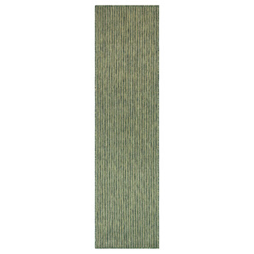 Carmel Texture Stripe Indoor/Outdoor Rug, Green, 1'11"x7'6" Runner