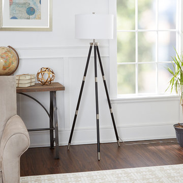 Beaufort Brass Accented Tripod Floor Lamp, Black