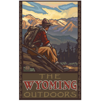 Paul A. Lanquist Wyoming Mountain Hiker Man Art Print, 30"x45"