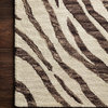 Wool Hooked Zebra Animal Print Masai MAS-01 Area Rug by Loloi, Java / Ivory, 3'6