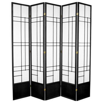 7' Tall Eudes Shoji Screen, Black, 5 Panels