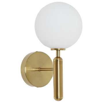 Decorica White and Gold LED Glass Globe Indoor Wall Sconce