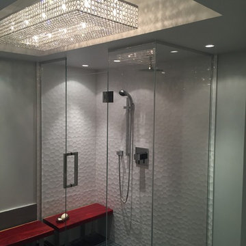 Custom glass shower w/LED lights