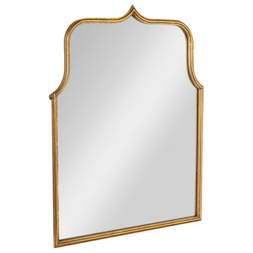 Arched Metal Framed Wall Mirror, Antique Goldleaf