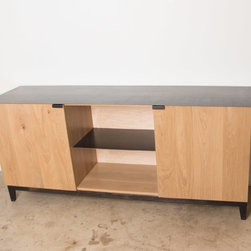 White Oak Steel Top Credenza - Media Cabinets