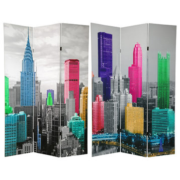 6' Tall Colorful New York Scene Room Divider